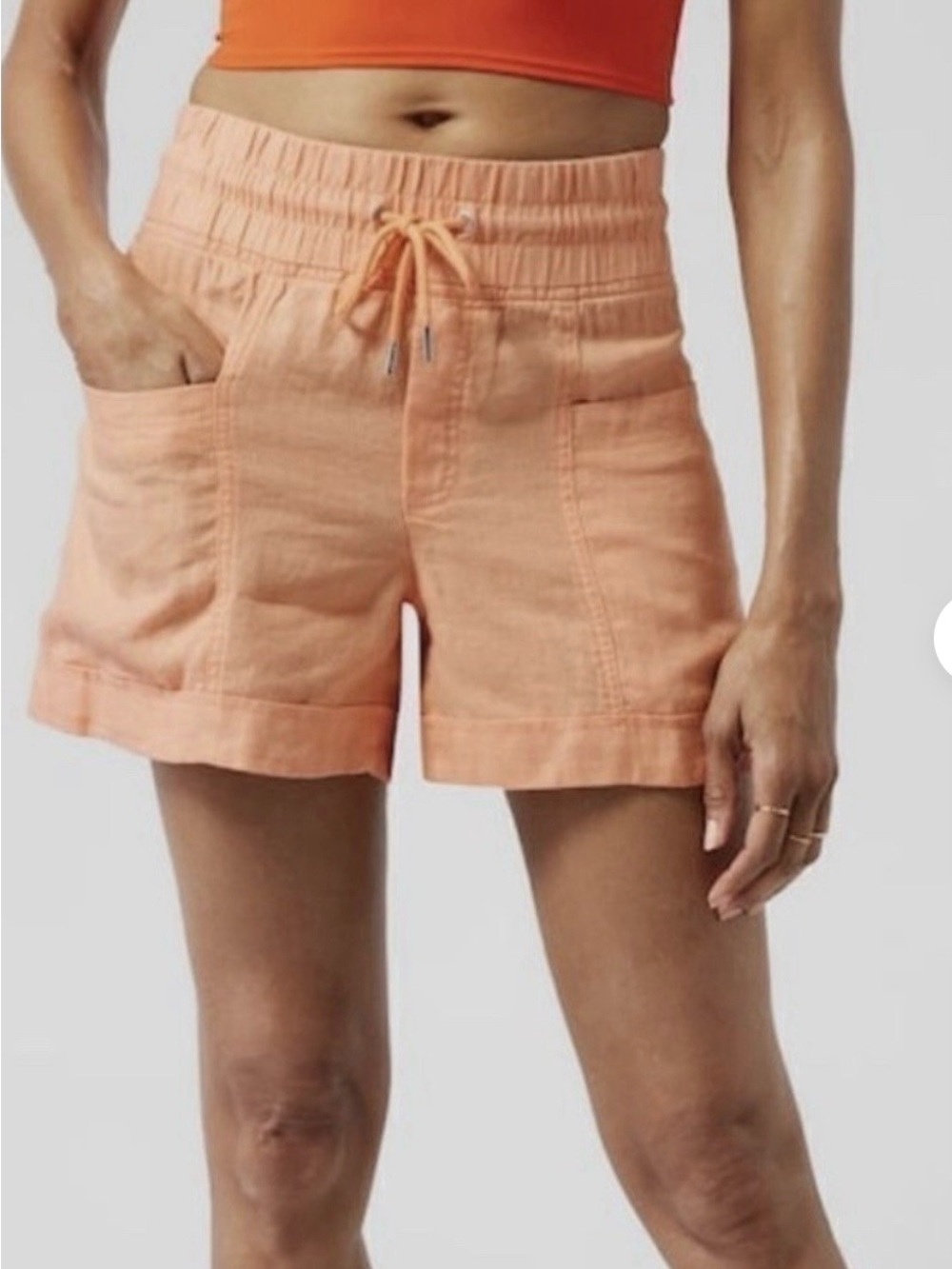 Athleta Cabo Linen 4 inch Shorts - Coral Orange - Sold Out